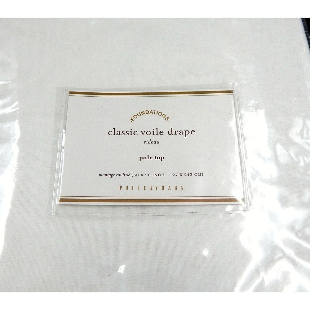 Pottery Barn Foundations Classic Voile Drape Pole Top 50 x 96 White Set/2